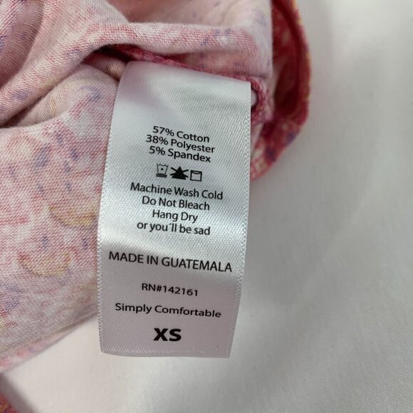 Lularoe Irma Half Sleeve Tunic High Low Polyester Blend Sz XS Pink Yellow Print - Picture 6 of 7